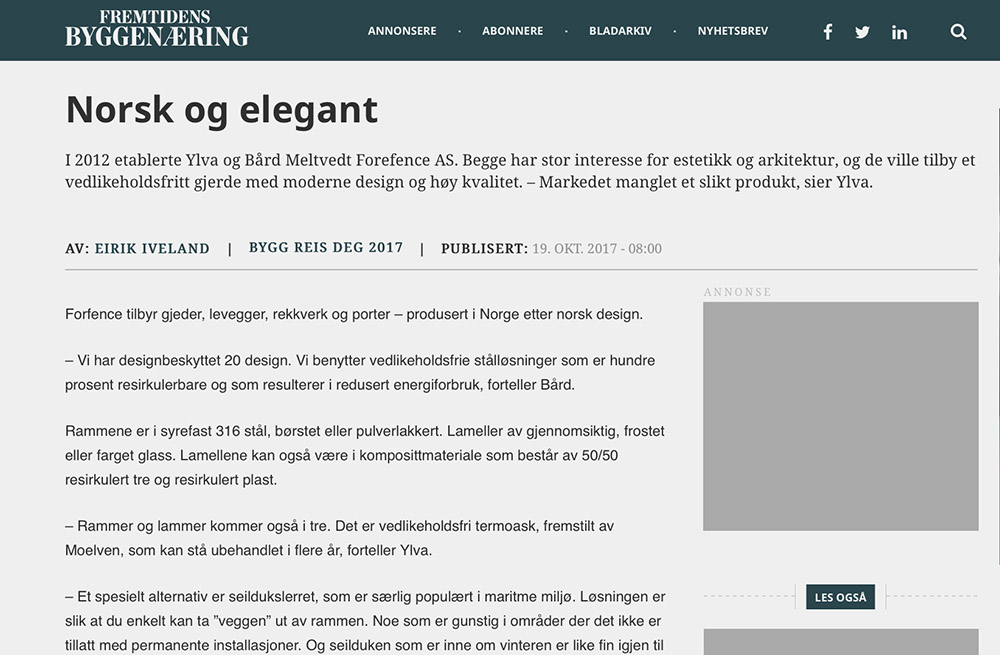 Medieomtale i Fremtidens Byggenæring